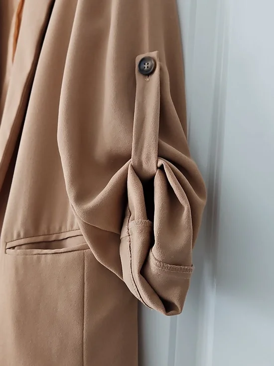 Cozy Casual Tan Roll-Tab Blazer Small (4-6) - Picture 8 of 9